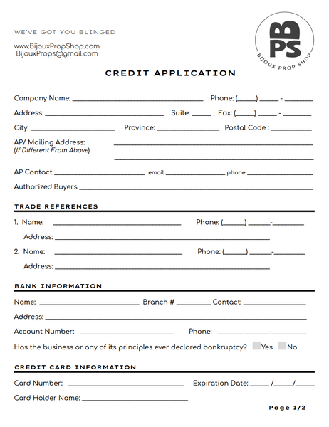 RENTAL ACCOUNT Application