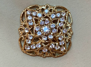 Sparkling Gold Brooch w/Rhinestones