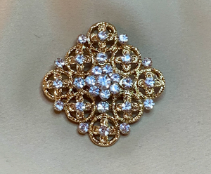 Sweet Gold Brooch w/Rhinestones