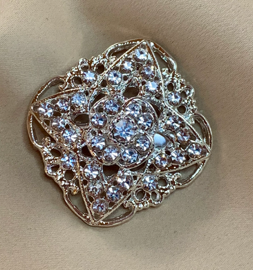 Silver Brooch w/Rhinestones