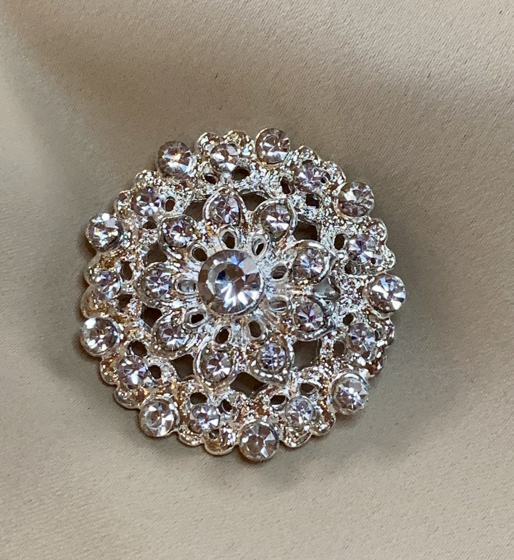 Silver Brooch w/Rhinestones