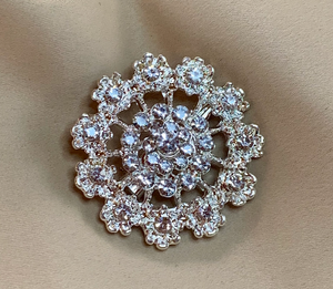 Silver Brooch w/Rhinestones