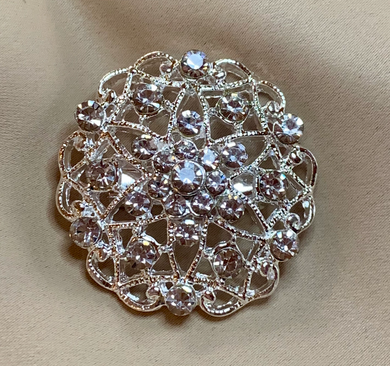 Silver Brooch w/Rhinestones