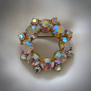 Irridescent Round Rhinestone Brooch RENTAL