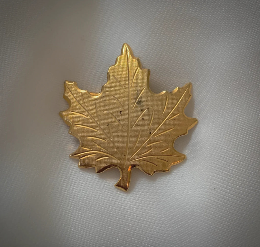 Satin Gold Maple Leaf Brooch RENTAL