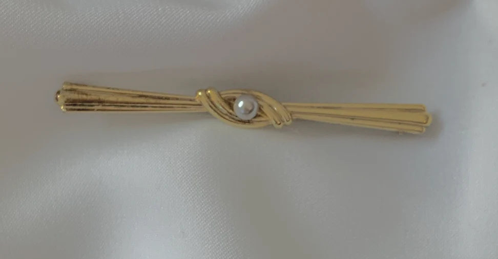 Long Gold Refined Bar Brooch RENTAL