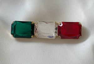 Gree White Red Chunky Bar Brooch RENTAL