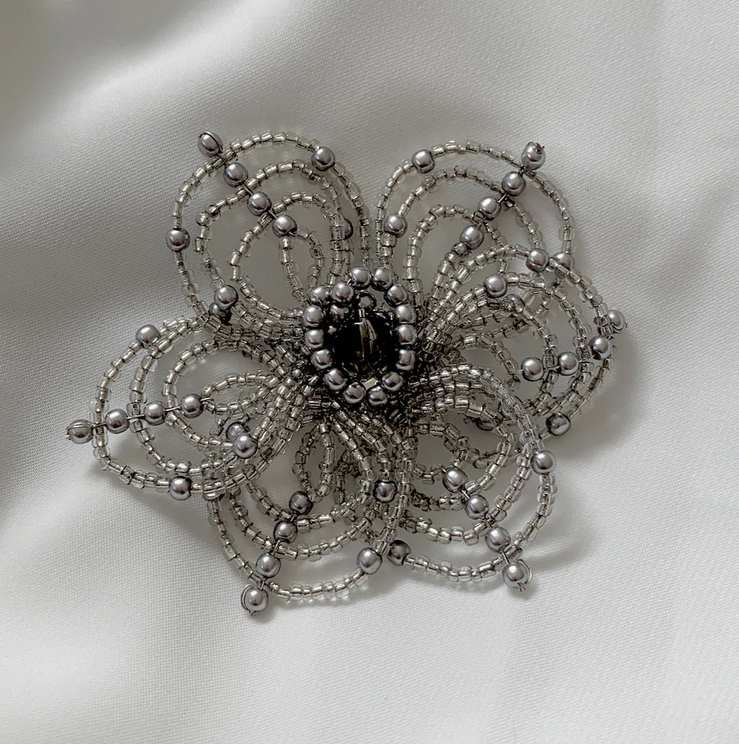 Silver Seed Bead 1970 Brooch RENTAL