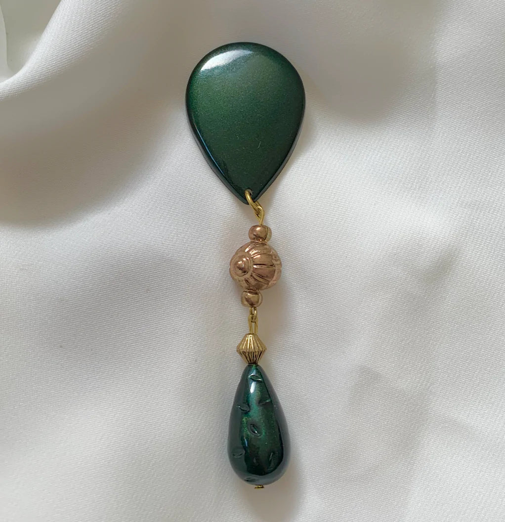 Green Long Dangle Brooch RENTAL