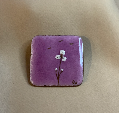 Sweet Naive Enamel on Metal Purple Square Brooch