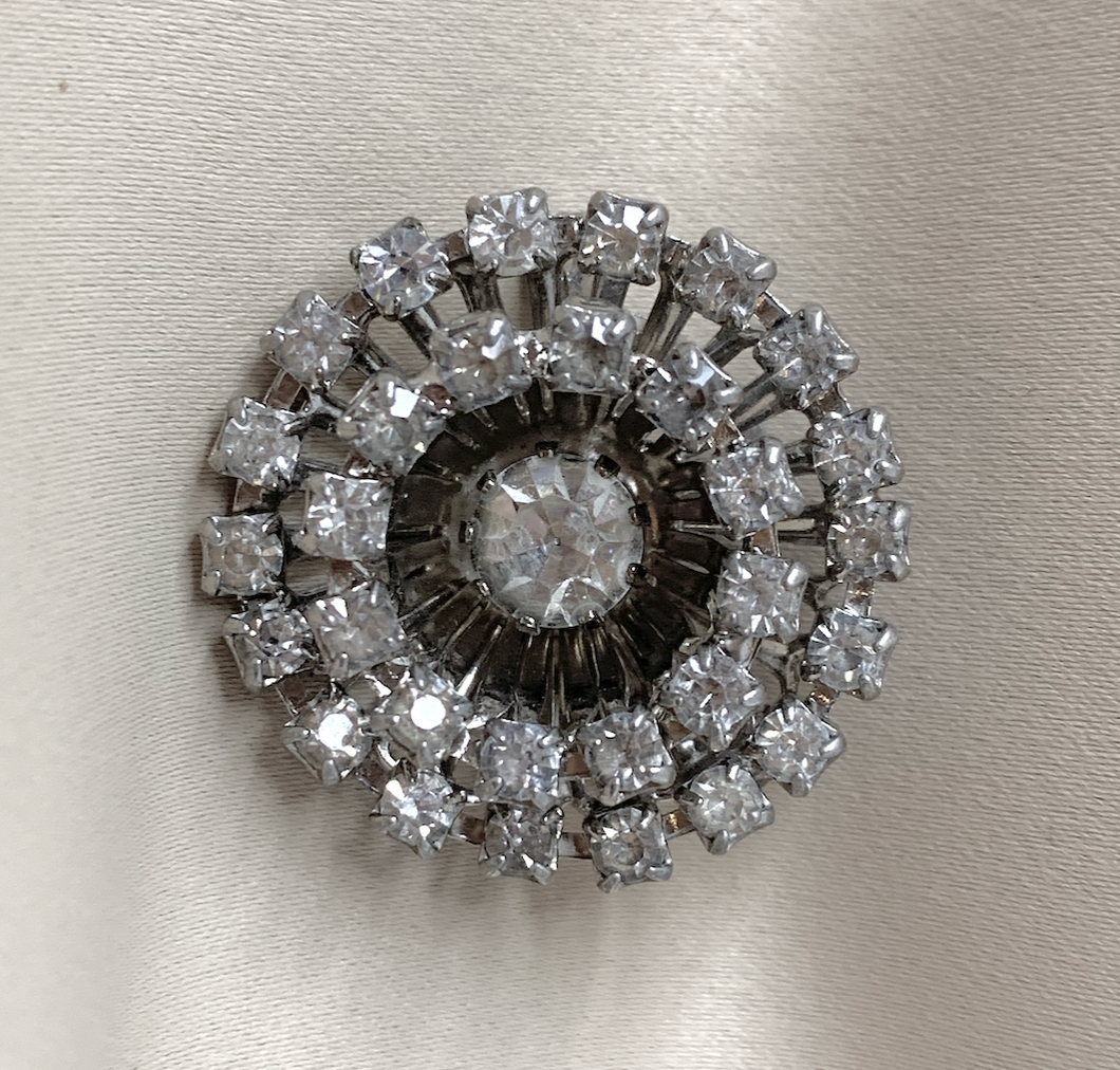 Art Deco round rhinestone brooch