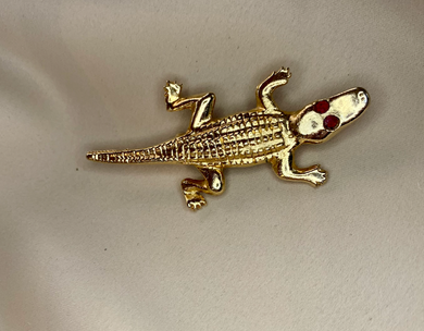 Fun Gold Aligator Cayman Brooch