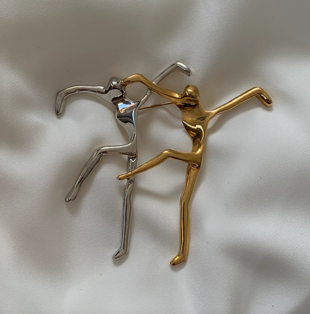 Two Modern Dancers in Gold Brooch RENTAL