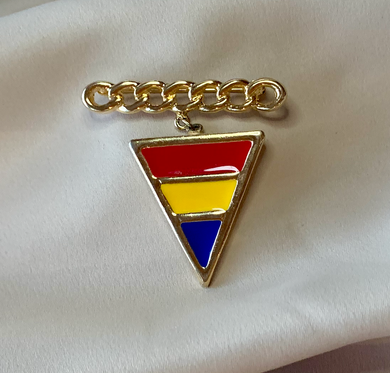 Fabulous 1980's Retro Military Inspired Triangle Brooch