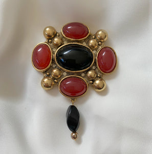 Brick Black & Gold Statement Brooch RENTAL