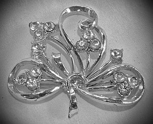 Flowing 1950's Silver & Rhinestone Brooch