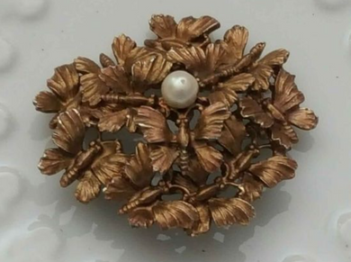 1950's Butterfly Nest w/Center Pearl Copper