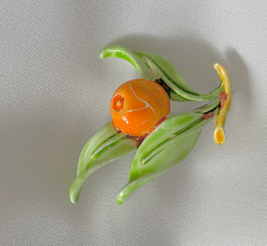 Orange & Leaf Vintage Brooch RENTAL