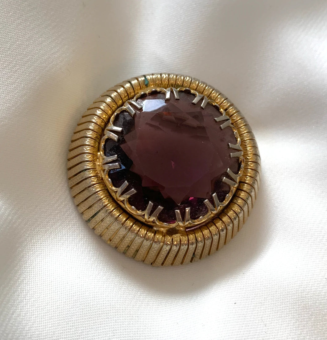 Vintage Moderne Gold & Purple Brooch RENTAL