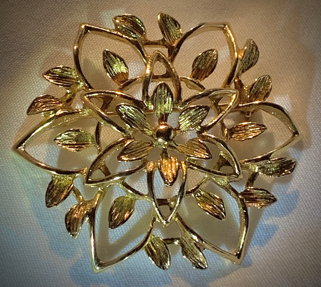 Delicate Gold Floral Sara Coventry Brooch