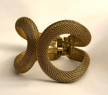 Load image into Gallery viewer, Gold Mesh 1920s to Futuristic Hinged Bracelet RENTAL
