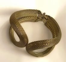 Load image into Gallery viewer, Gold Mesh 1920s to Futuristic Hinged Bracelet RENTAL
