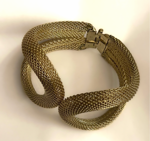 Gold Mesh 1920s to Futuristic Hinged Bracelet RENTAL