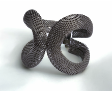 Load image into Gallery viewer, Silver Mesh 1920s to Futuristic Hinged Bracelet RENTAL
