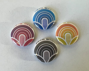 1" Pin Back Buttons - 4 1970's Designs RENTAL