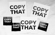 Load image into Gallery viewer, COPY THAT STICKER GAK - 6 Outdoor Monochrome Stickers RENTAL
