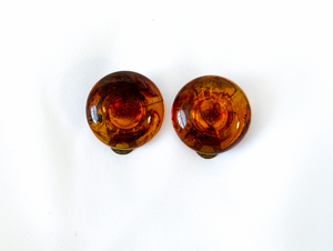 Tortoiseshell button earrings, clip on RENTAL