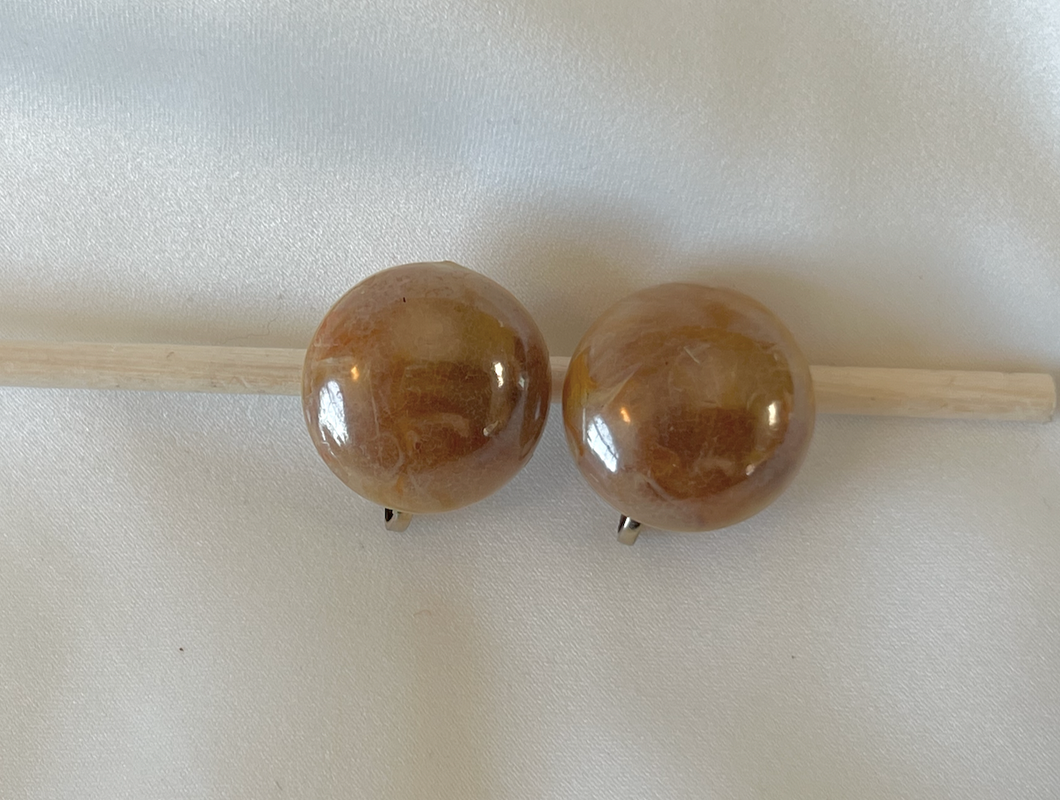 Tan 1/2 dome button clip on earrings RENTAL