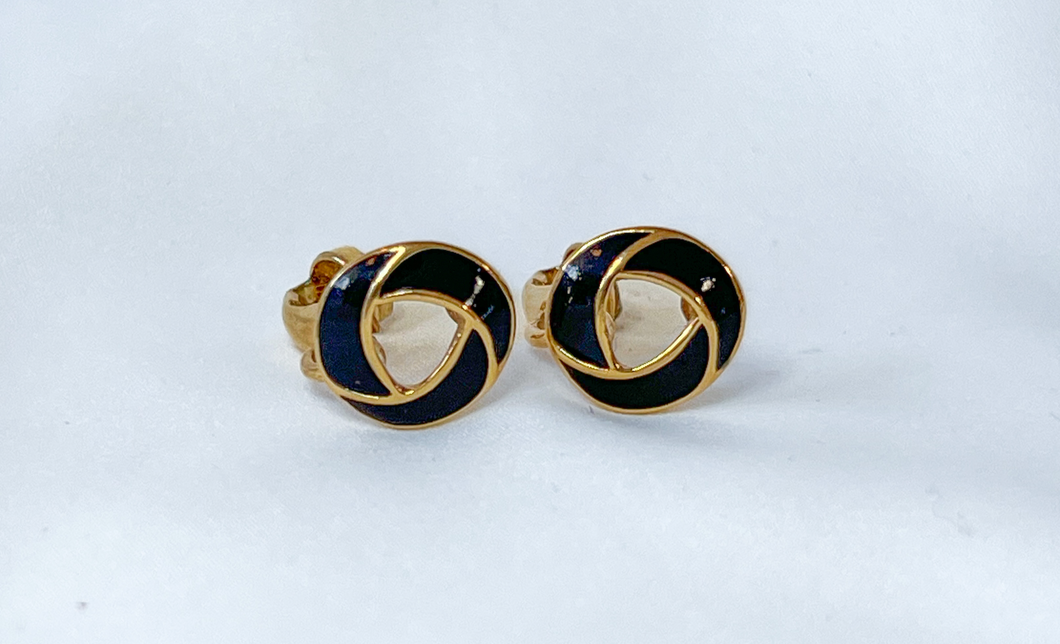 Clip-On Petite Gold/Black Open Center Earrings RENTAL