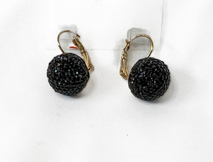 Clip-On Sparkling Ball Black Earrings RENTAL