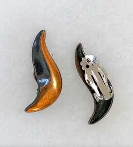 Copper and black long swoop clip on earrings RENTAL