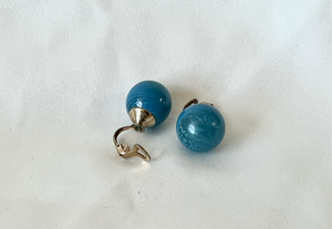 Blue clip on ball earrings RENTAL