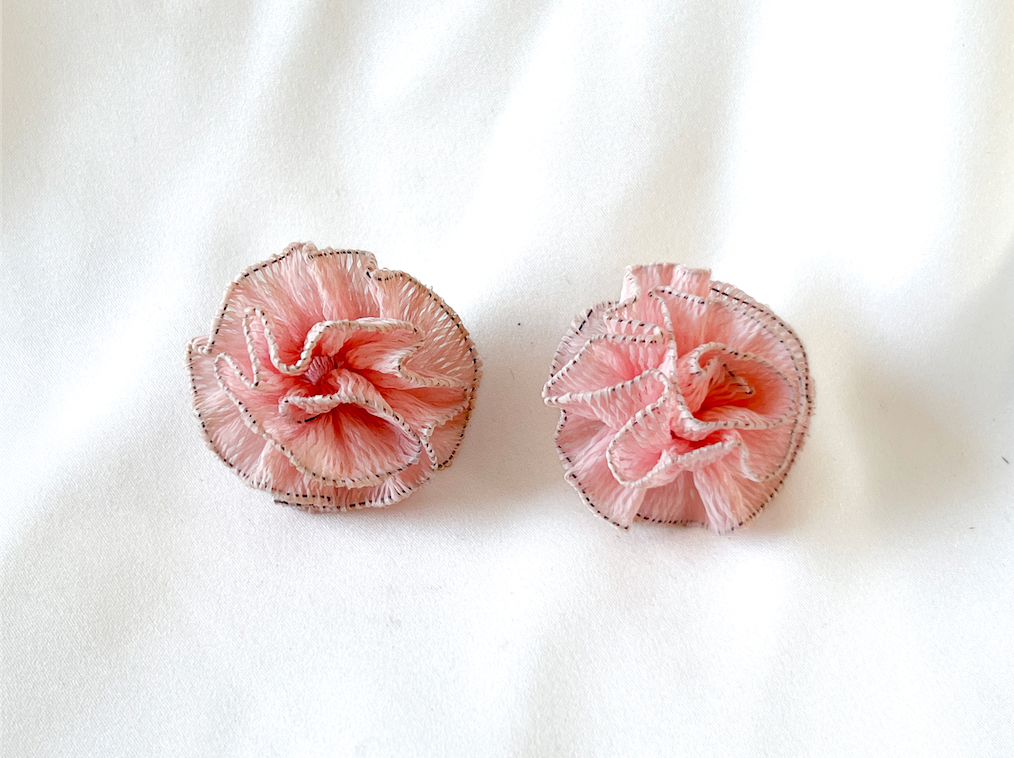 Coro, vintage screw back pink pom pom earrings RENTAL