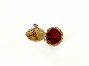 Snake textured round red clip on earrings RENTAL