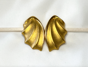 Clip on soft gold wing vintage earrings RENTAL