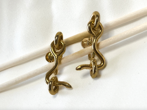 Gold latch hook design screw back earrings RENTAL