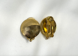 Convex gold disk clip on earrings RENTAL