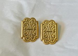 Soft gold rectangular clip on earrings RENTAL