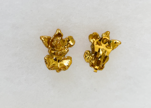 Bright gold floral clip on earrings RENTAL