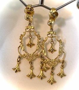 Delicate all gold chandelier clip on earrings RENTAL