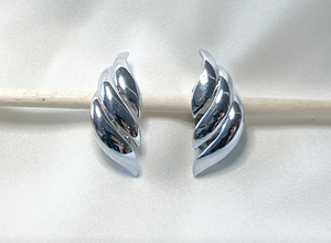 Silver, three swoop clip on stud earrings RENTAL