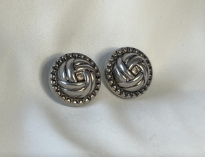 Pewter knot button clip on earrings RENTAL