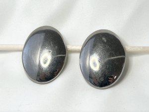 Triad large chunky silver oval clip on earrings RENTAL