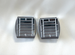 Futuristic 3D silver metal square clip on earrings RENTAL