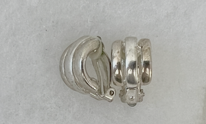 Three vertical strip, silver clip on earrings RENTAL