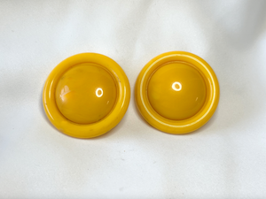 Clip-On Vintage Yellow Oversized Button Earrings RENTAL